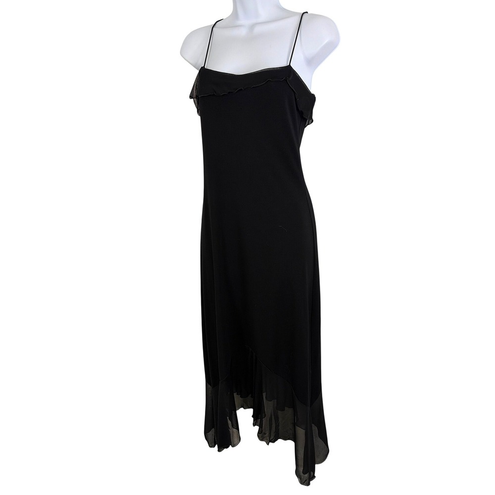 Womens Vintage 90s Y2K Goth Whimsigoth LBD Handkerchief Hem Slip Dress M